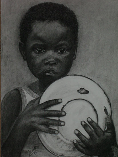 Niño africano Charcoal