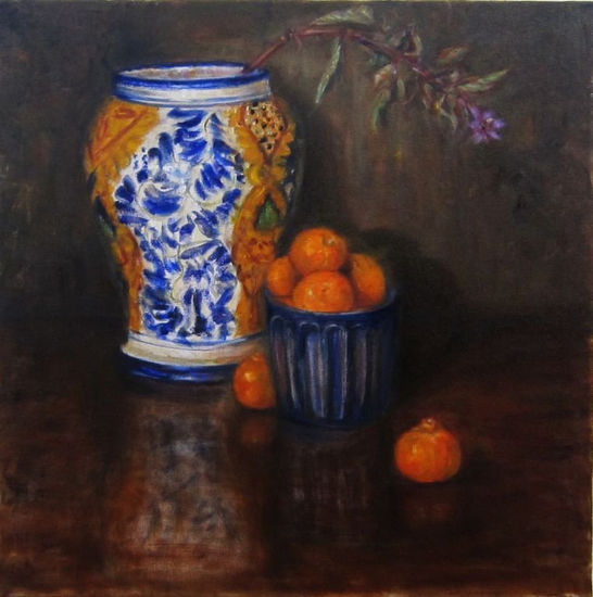 Jarron Talavera Mexicana Oil Canvas Still Life Paintings