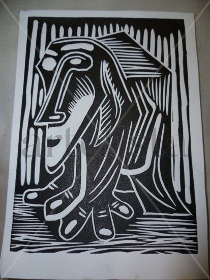 La Bestia del Circo Linocut