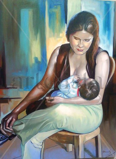 JAELITA Y MI MADRE Oil Canvas Figure Painting