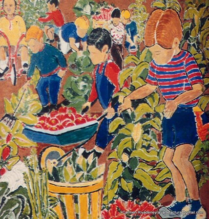 Niños cultivando