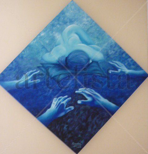 SUEÑO AZUL Media Mixta Lienzo Desnudos