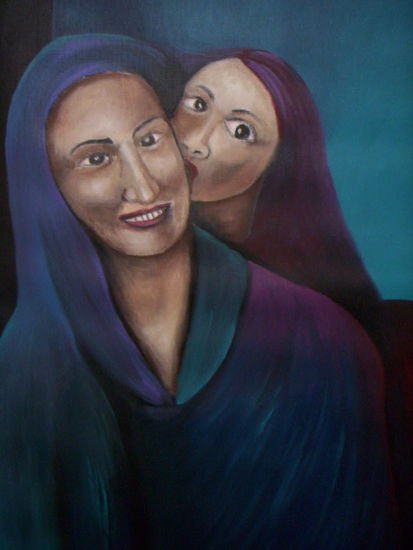 meriela besando a la virgen maria Acrylic Canvas