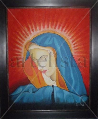 virgen de azul Oil Canvas Portrait