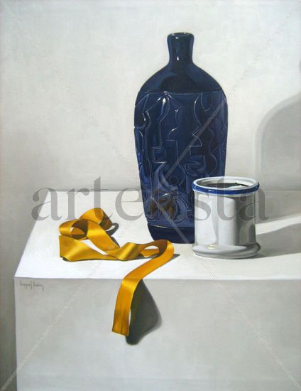 de azul y oro Oil Canvas Still Life Paintings