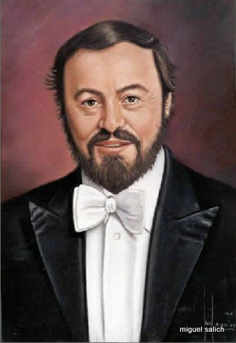 El  Tenor  Luciano Pavarotti Pastel Card Portrait