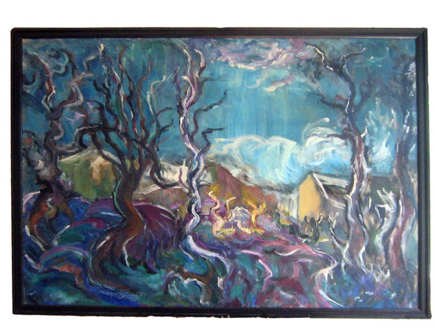 la vieja fabrica de ladrillos junto a la carretera Oil Canvas Landscaping