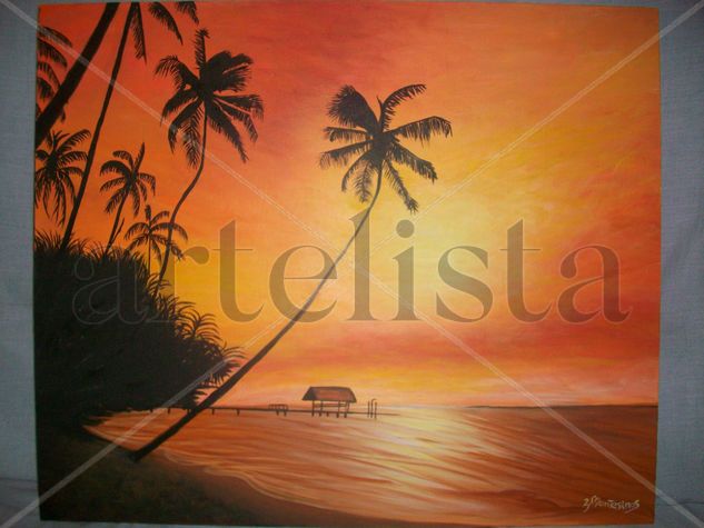 atardecer playero Oil Canvas Landscaping