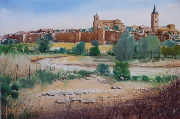 MADRIGAL DE LAS ALTAS TORRES (AVILA.) Acuarela Papel Paisaje