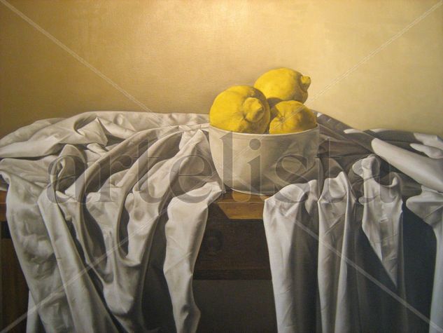 " bodegon con limones" Oil Canvas Still Life Paintings