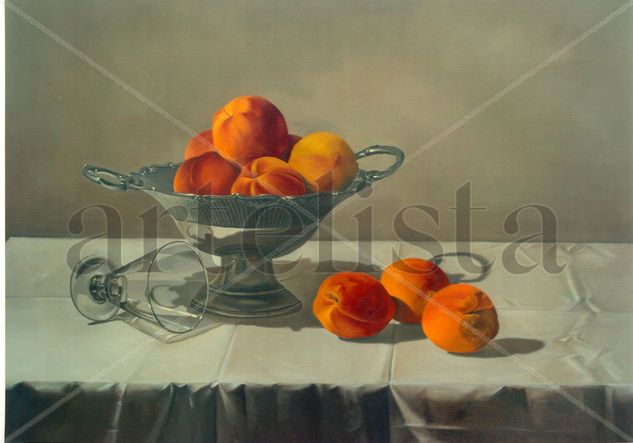 " Naturaleza muerta con duraznos" Oil Canvas Still Life Paintings