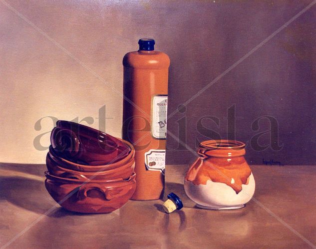 "Naturaleza muerta con vasijas" Oil Canvas Still Life Paintings