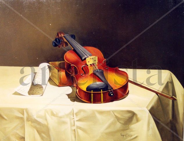 "Violin" Oil Canvas Still Life Paintings