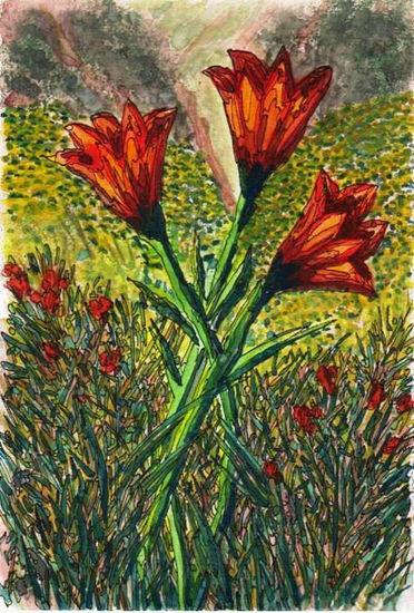 Canpanolas salvajes Watercolour Card Landscaping