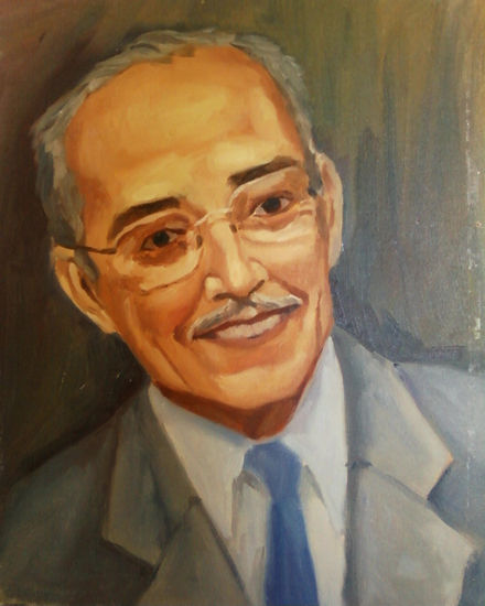 escritor dominicano co n lentes Óleo Lienzo Retrato