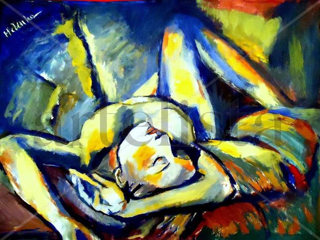 Distressful Acrylic Canvas Figure Painting