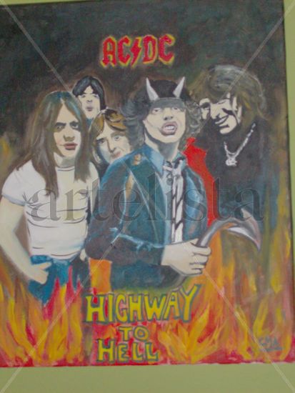 HIGHWAY TO HELL   AC/DC Oil Canvas Portrait