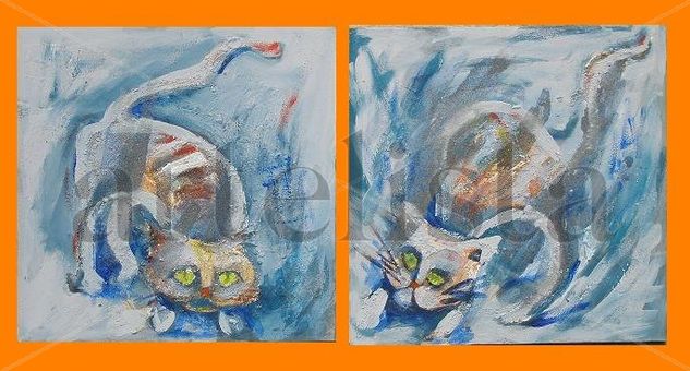 Gato 5 y 6 Acrylic Canvas Animals