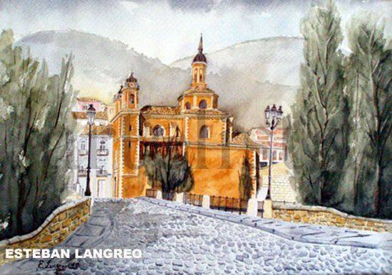 Iglesia Virgen de la Luz Watercolour Paper Landscaping