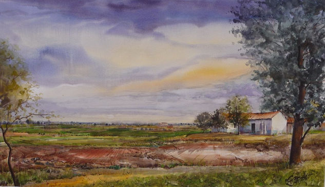 PAISAJE DE TOMELLOSO(C.REAL.) Watercolour Paper Landscaping