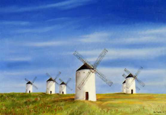 Molinos en Campo de Criptana Oil Canvas Landscaping