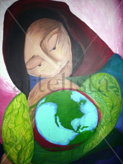 Pachamama Mixed media Canvas Figure Painting