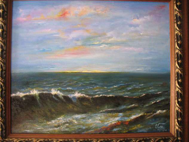 NUM. RF. 11.584- MARINA ALTARDECER. Oil Canvas Marine Painting