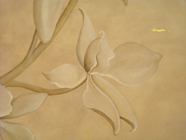 Orquídeas blancas. Detalle. Acrylic Canvas Floral Painting