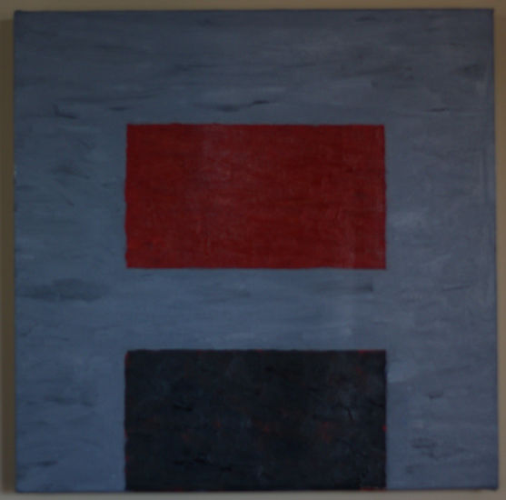 Geometría gris-burdeos Oil Canvas Others