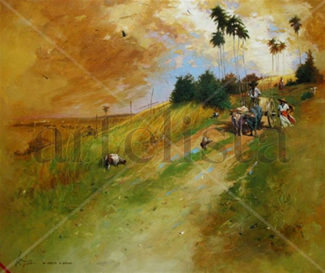 "La Carreta de Amérigo" Oil Canvas Landscaping