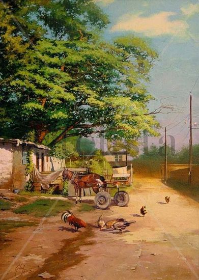 "La Parada" Oil Canvas Landscaping