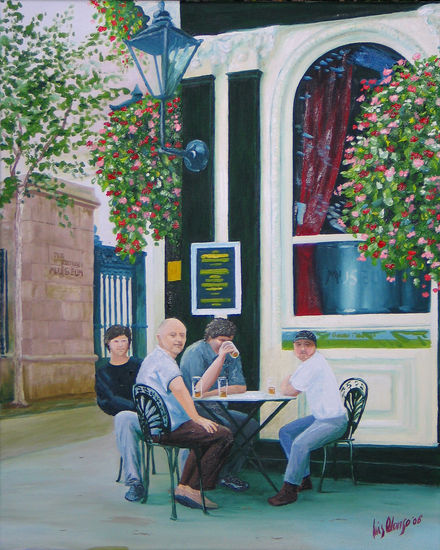 Amigos en Londres Oil Canvas Landscaping