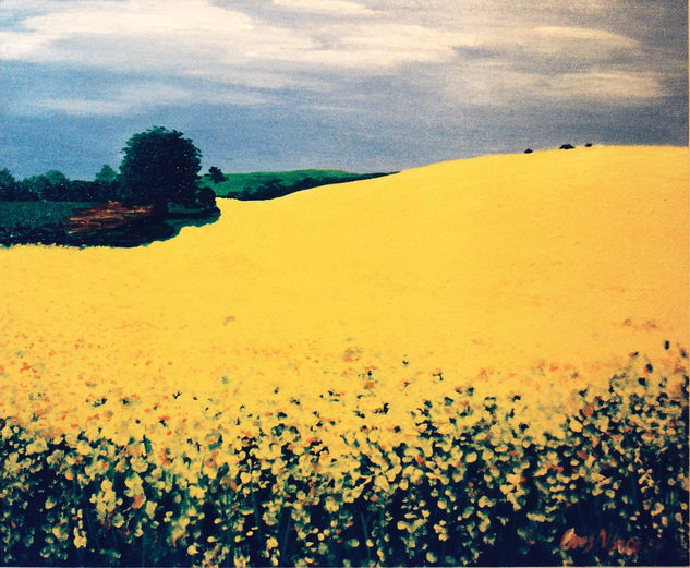 Paisaje amarillo Óleo Lienzo Paisaje