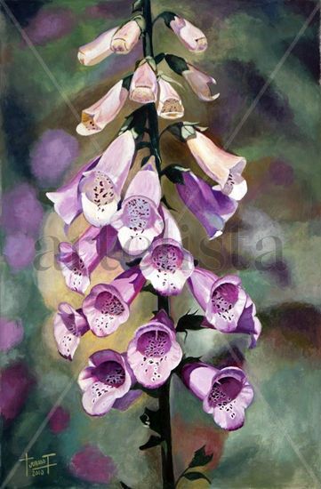 Dedos purpúreos Acrylic Paper Floral Painting