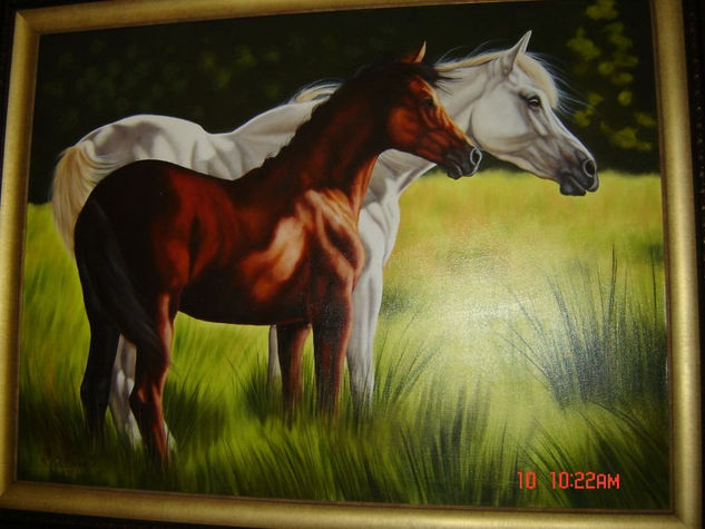 madre e hijo animales Oil Canvas Animals