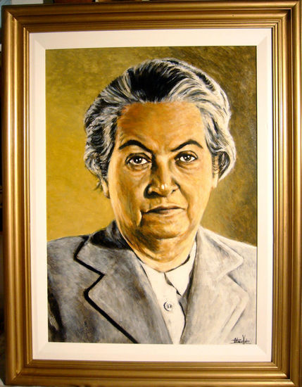 Gabriela Mistral Acrylic Panel Portrait