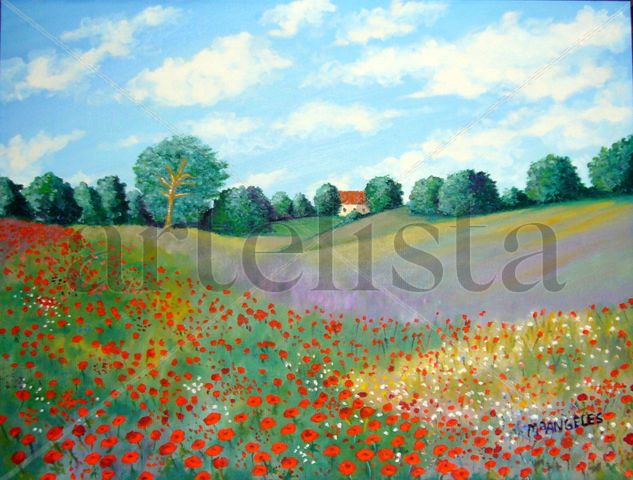 Campo de amapolas Oil Canvas Landscaping