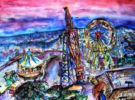 TIBIDABO Acuarela Papel Paisaje