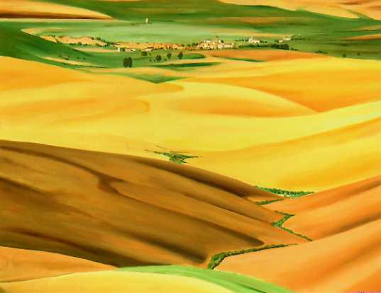 Paisaje en amarillo Oil Canvas Landscaping