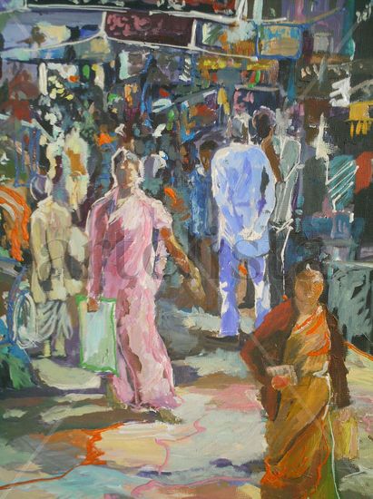 NUEVA DELHI Mixed media Panel Figure Painting