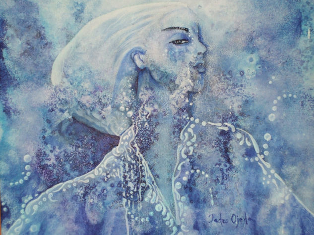 lady in blue Acrylic Canvas Figure Painting