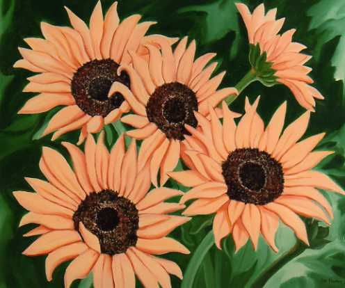 Girasoles sobre verde Oil Canvas Landscaping