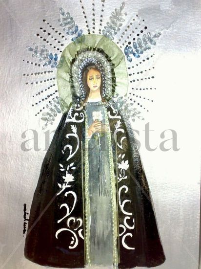 Virgen de la Soledad (España) Mixed media Paper Figure Painting