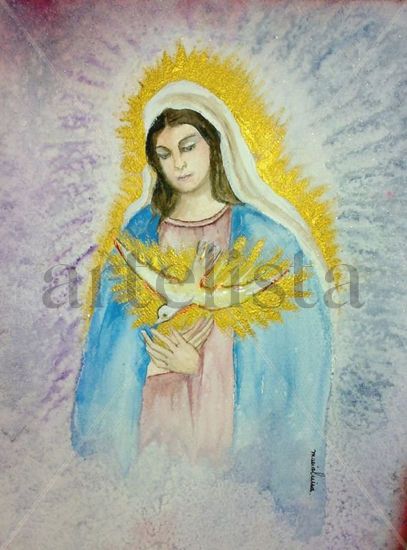 Virgen de la Encarnacion Media Mixta Papel Figura