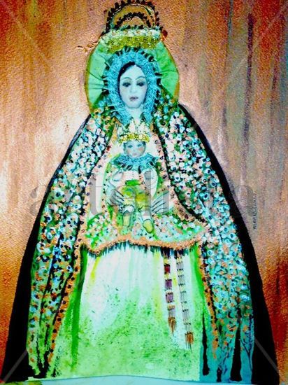 Virgen de los Reyes Mixed media Paper Figure Painting