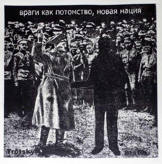 Una fotografía de Trotsky muestra al fantasma e Stalin el sentido de la revolución