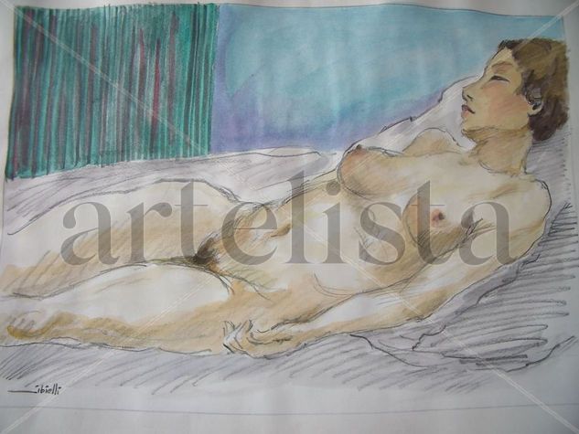 nu reclinado Watercolour Paper Nude Paintings