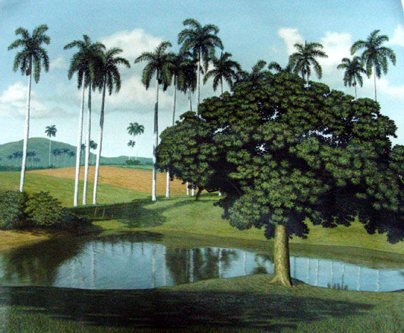 Paisaje Tropical con lago Oil Canvas