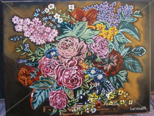 CENTRO DE ROSAS Oil Canvas Floral Painting