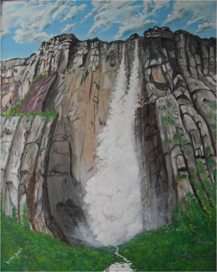 Churun Meru "Salto ángel" Óleo Lienzo Paisaje